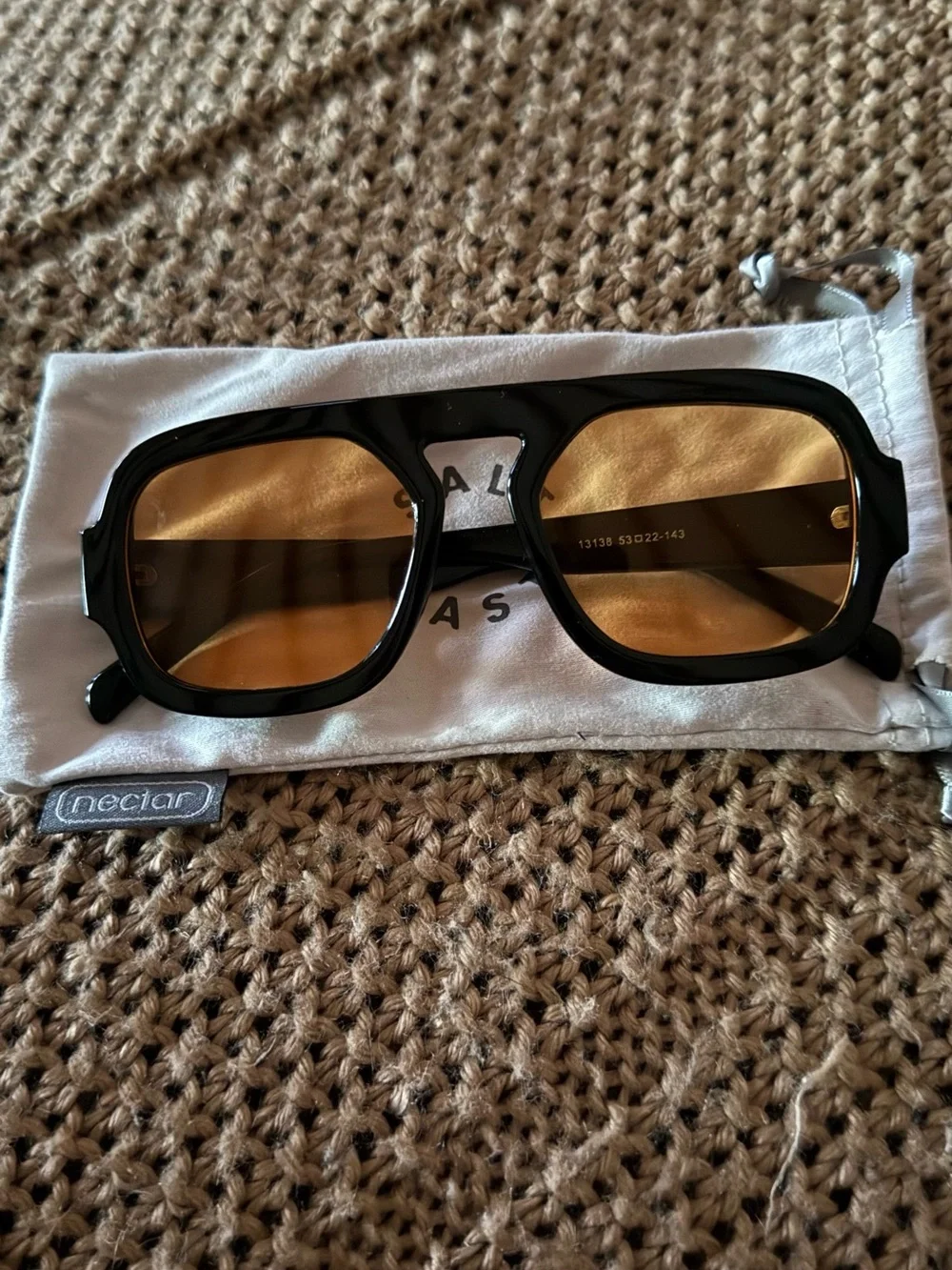 Black Frame Amber Lens Sunglasses -